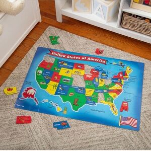 Melissa&Doug USA Map Floor Puzzle 51 Jumbo Pieces, 2x3feet Educational Geography